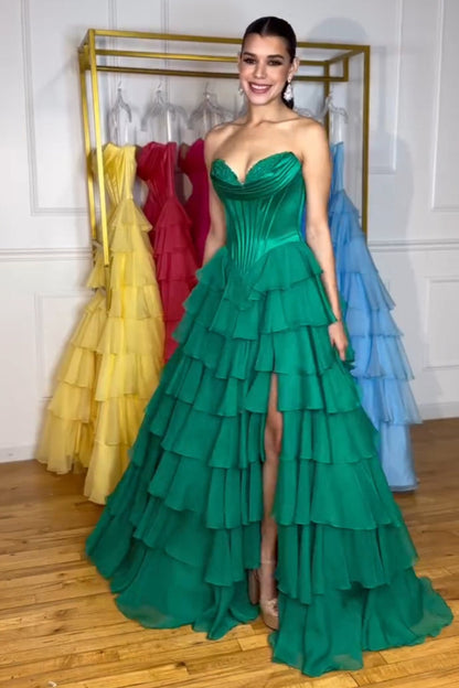 Robe de bal longue en forme de cœur, ligne A, corsage à volants