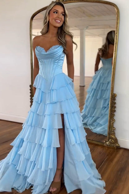 Robe de bal longue en forme de cœur, ligne A, corsage à volants