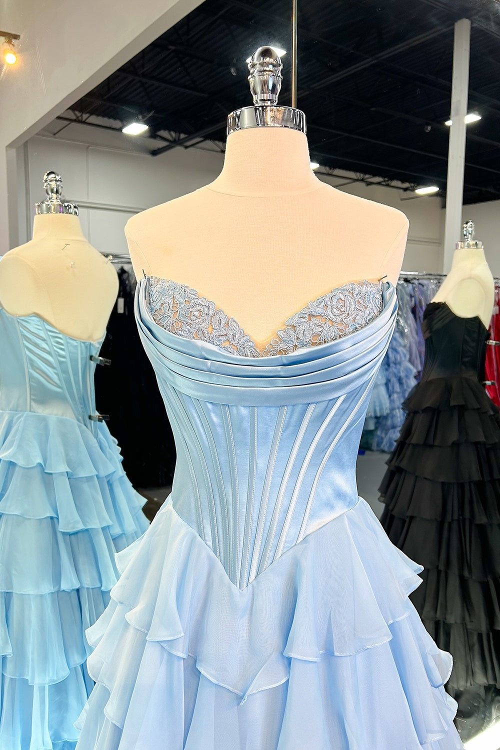 Robe de bal longue en forme de cœur, ligne A, corsage à volants