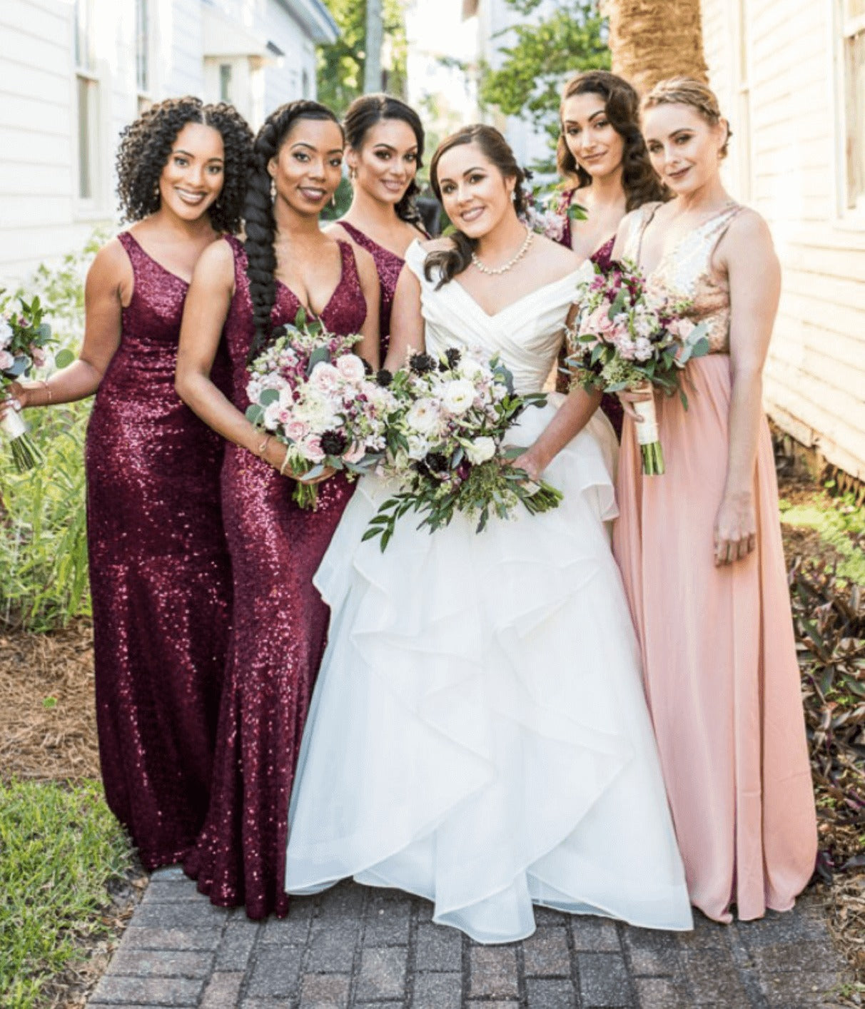 V Neck Sleeveless Burgundy Sequin Bridesmaid Dresses - Pic Color / Custom Size V Neck Sleeveless Burgundy Sequin Bridesmaid Dresses - Pic Color / Custom Size