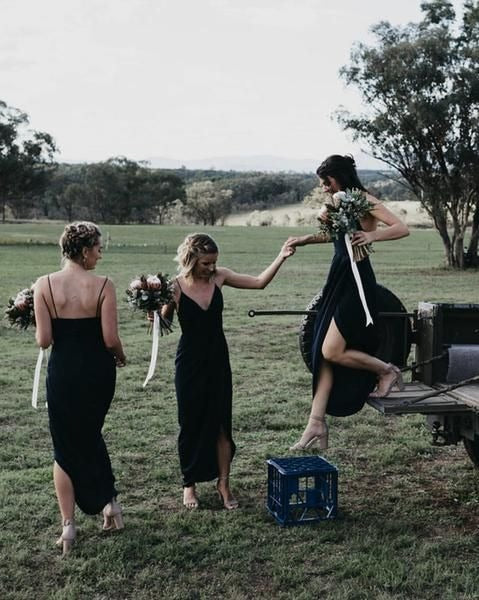 Black V Neck Spaghetti Straps Short Bridesmaid Dresses Boho Sheath - Pic Color / US0 Black V Neck Spaghetti Straps Short Bridesmaid Dresses Boho Sheath - Pic Color / US0