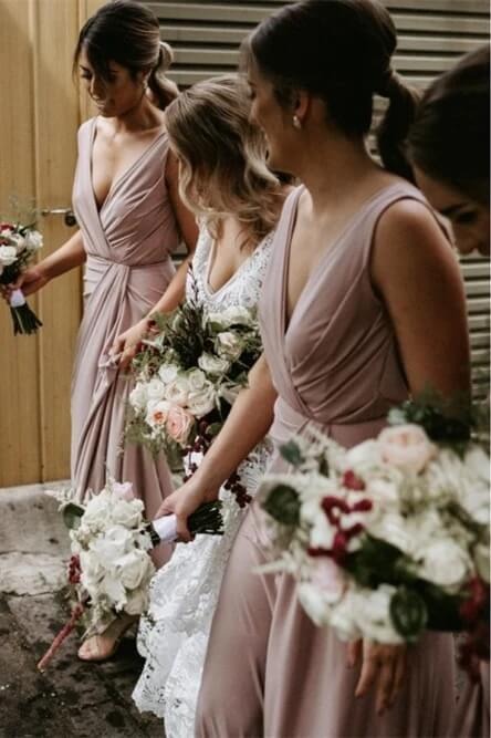 Cheap Sleeveless Deep V Neck Chiffon Blush Pink Bridesmaid Dresses luladress Cheap Sleeveless Deep V Neck Chiffon Blush Pink Bridesmaid Dresses luladress
