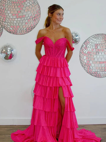 Royal Blue A-Line Off The Shoulder Long Beaded Prom Dresses