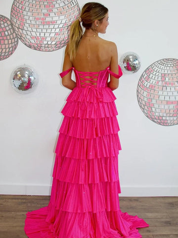 Royal Blue A-Line Off The Shoulder Long Beaded Prom Dresses