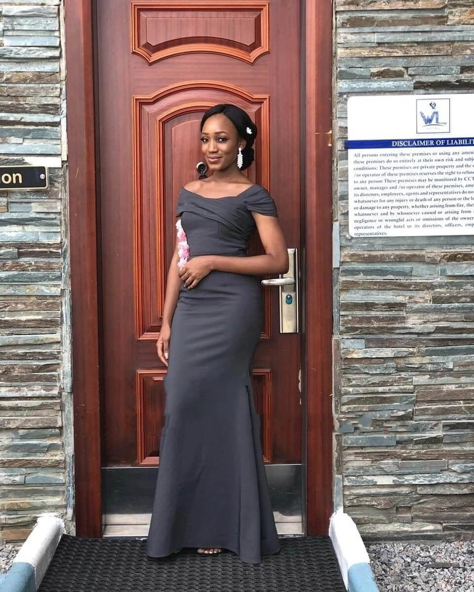 Cap Shoulder Pleat Mermaid Dark Gray Bridesmaid Dresses Wedding Party Dresses