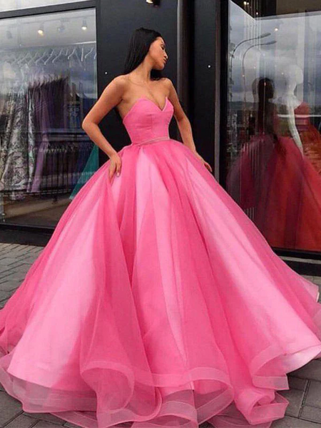 Organza Princess Sweetheart Ball Gown Prom Dresses, Long Formal Dresses,BD930806