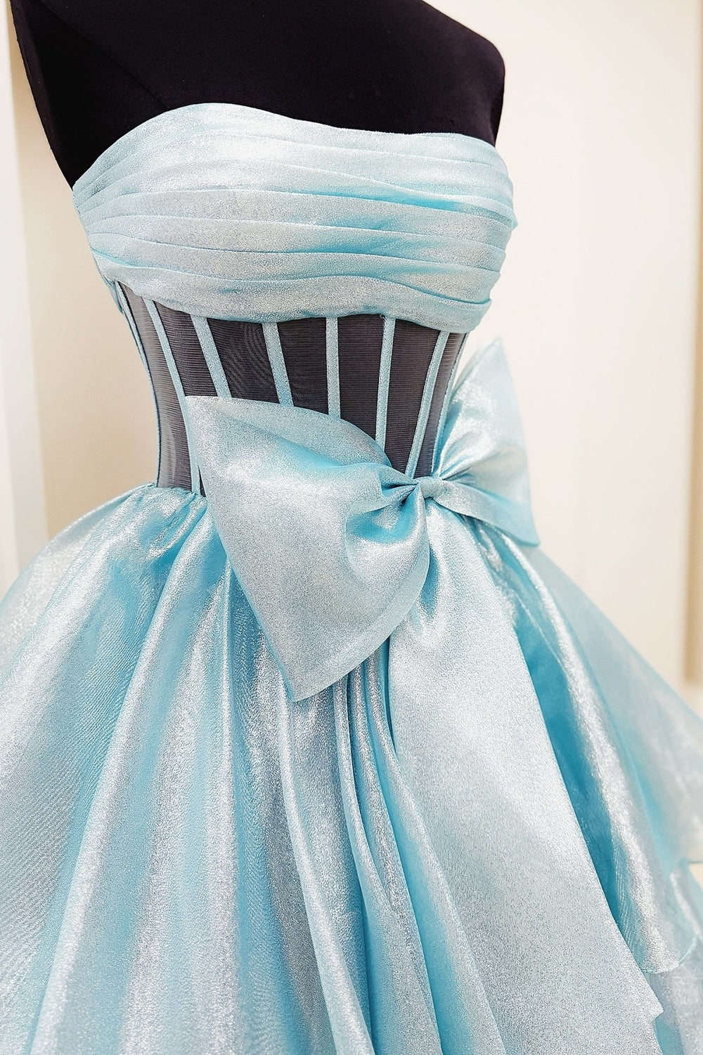 Strapless Ruffled Long Formal Prom Dresses