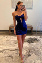 Royal Blue Sweetheart Short Tight Metallic Homecoming Dresses