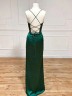 Modest Satin Dark Green Mermaid Bridesmaid Dresses Straps Wedding Guest Dress