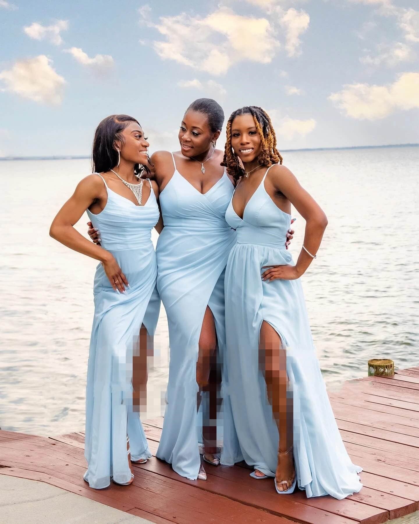 Sexy A Line V Neck Light Blue Chiffon Beach Bridesmaid Dresses,BD24062 Sexy A Line V Neck Light Blue Chiffon Beach Bridesmaid Dresses,BD24062