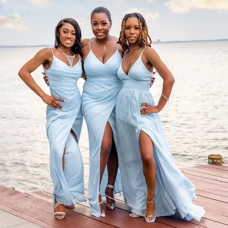 Sexy A Line V Neck Light Blue Chiffon Beach Bridesmaid Dresses,BD24062 luladress Sexy A Line V Neck Light Blue Chiffon Beach Bridesmaid Dresses,BD24062 luladress