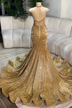 Silver Beaded Sequin Court Train Sleeveless Mermaid Prom Dresses