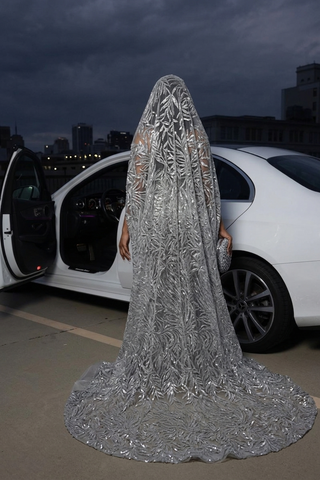Stunning Fully Embroidered Silver Crystal and Sequin Mermaid Prom Dresses