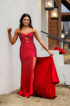 Stunning Sweetheart Keyhole Hot Stone Beading Long Prom Dresses