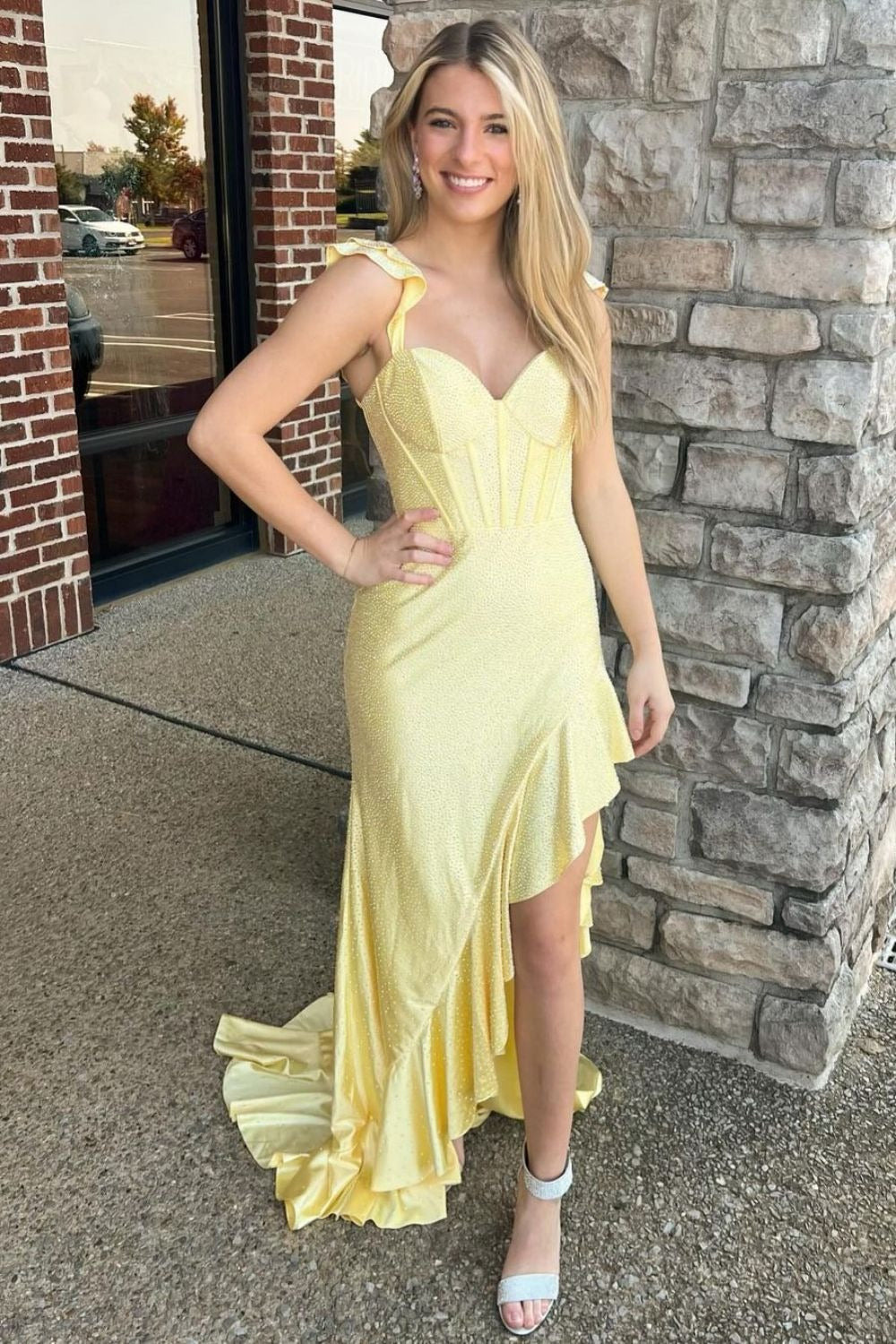 Mermaid Lace Up Long Beaded Satin Prom Dresses