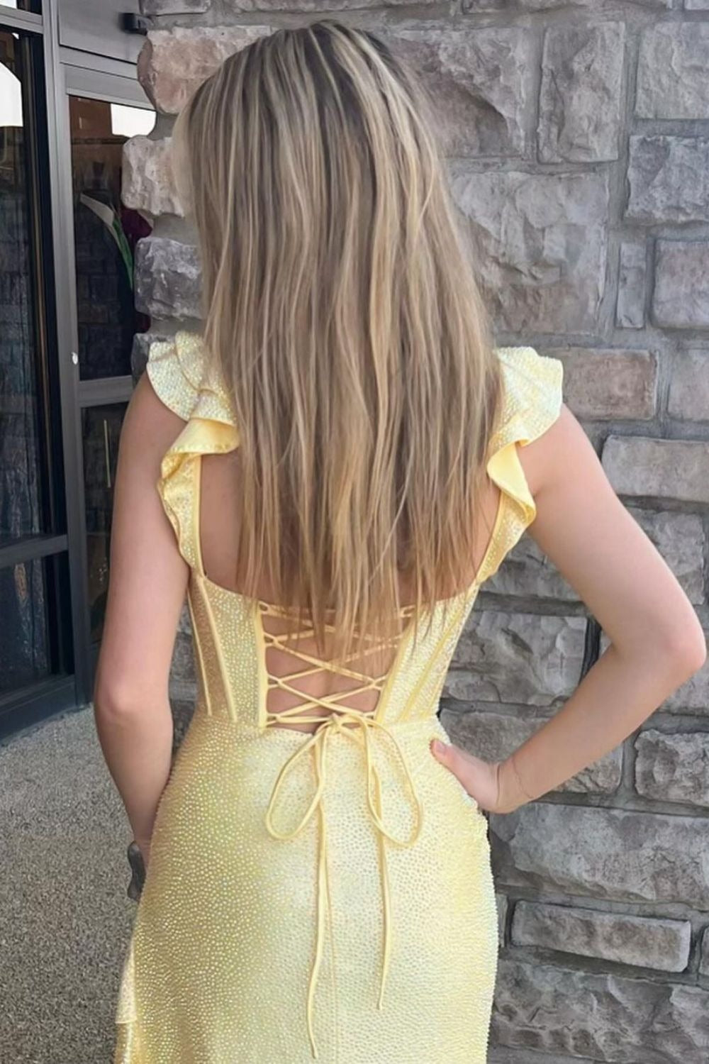 Mermaid Lace Up Long Beaded Satin Prom Dresses