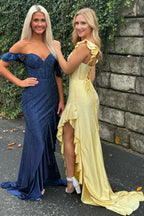 Mermaid Lace Up Long Beaded Satin Prom Dresses