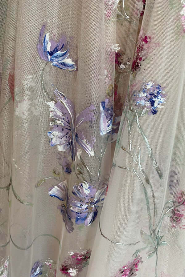 Tulle Lace A-line Colorful Sweetheart Appliqued Prom Dresses, Evening Dress