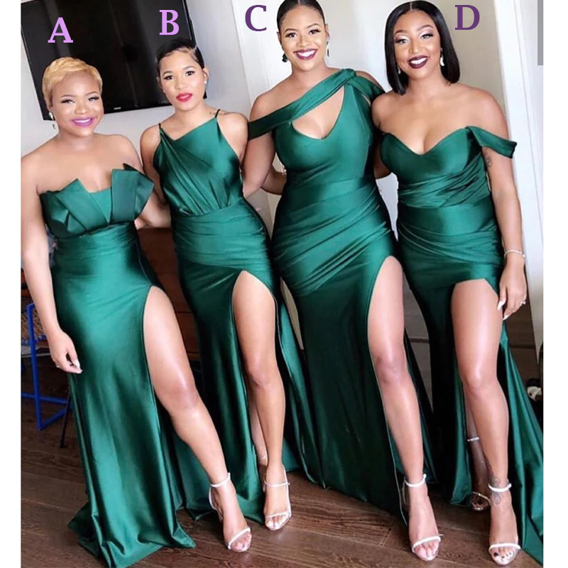 Mismatched Mermaid Emerald Sexy Elegant Mermaid Green Long Bridesmaid Dresses Pic Color / Custom Size Mismatched Mermaid Emerald Sexy Elegant Mermaid Green Long Bridesmaid Dresses Pic Color / Custom Size
