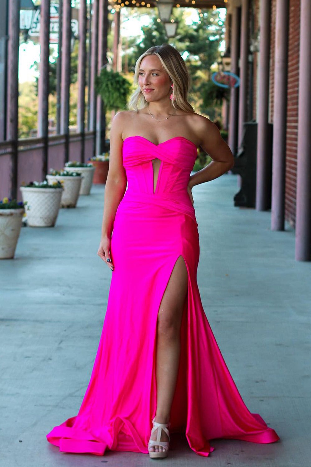 Charming Mermaid Sweetheart Satin Hot Pink Long Prom Dresses – luladress