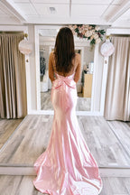 Mermaid Sweetheart Pink Satin Prom Dresses