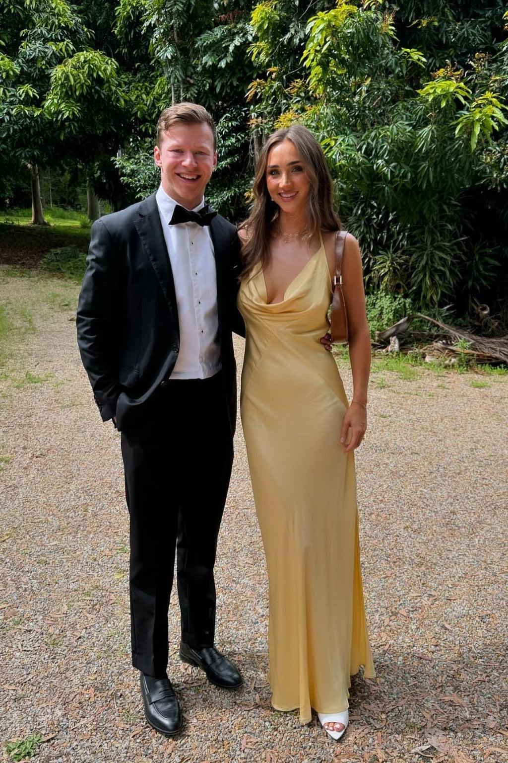 Sheath V Neck Yellow Silk Satin Bridesmaid Dresses