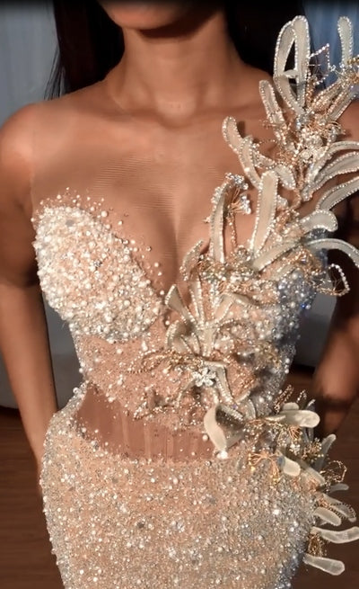 Longues robes de bal sirène en sequins avec fente, bustier cœur