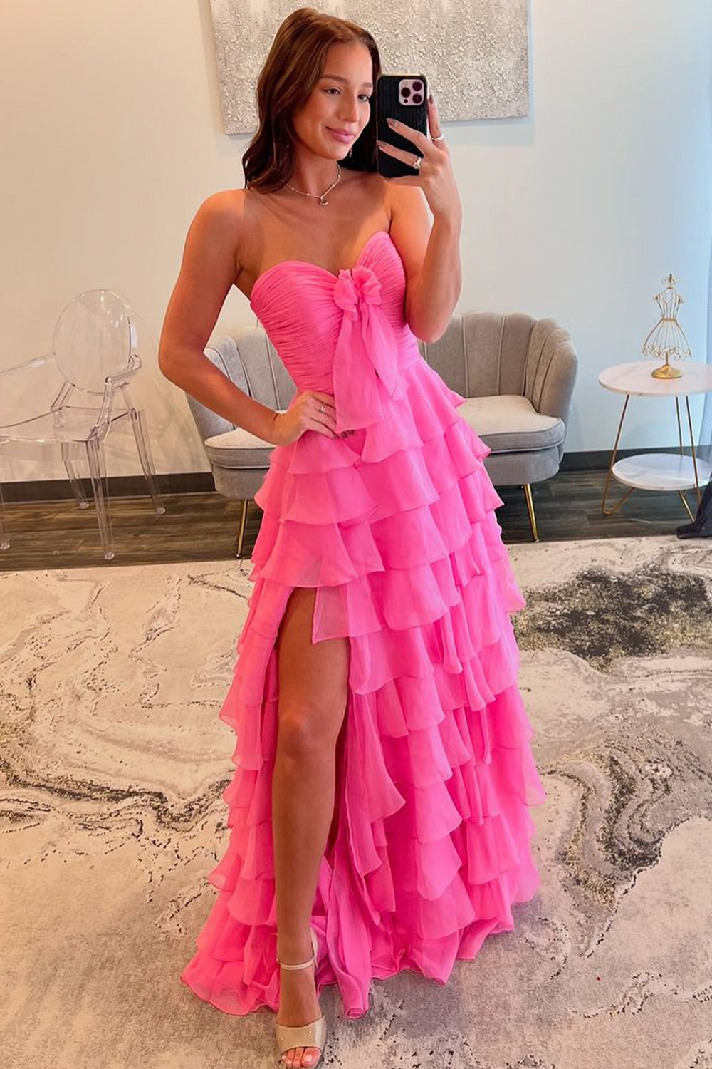 sweetheart chiffon dress Azazie Amberly