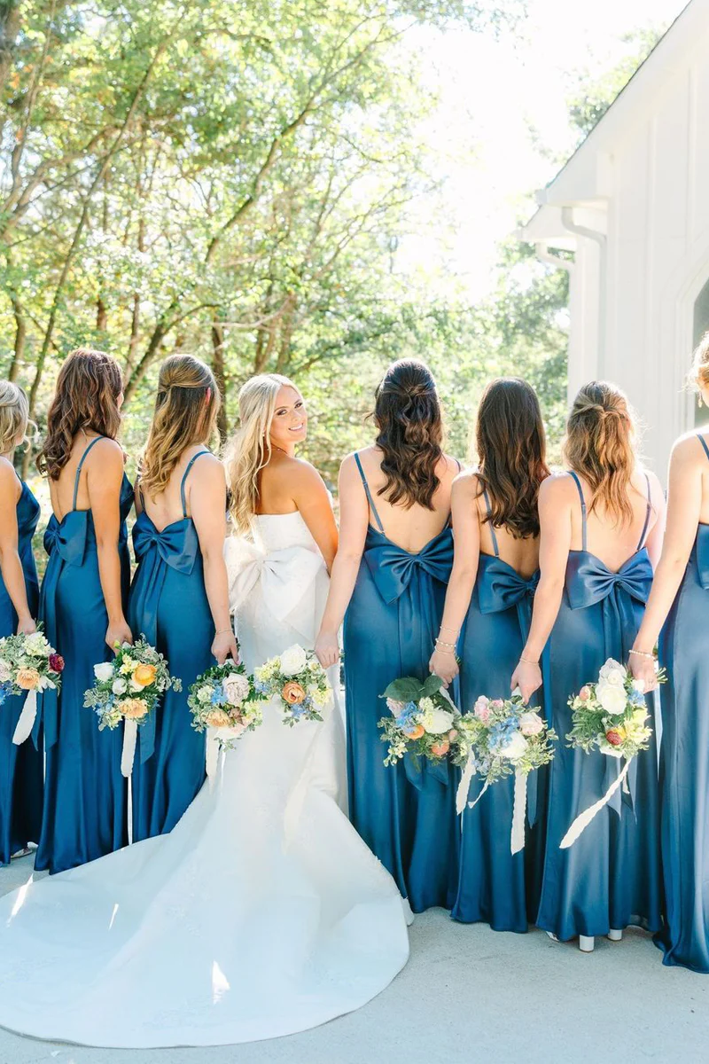 Simple Mermaid Spaghetti Straps Blue Long Bridesmaid Dresses Pic Color / US6 Simple Mermaid Spaghetti Straps Blue Long Bridesmaid Dresses Pic Color / US6