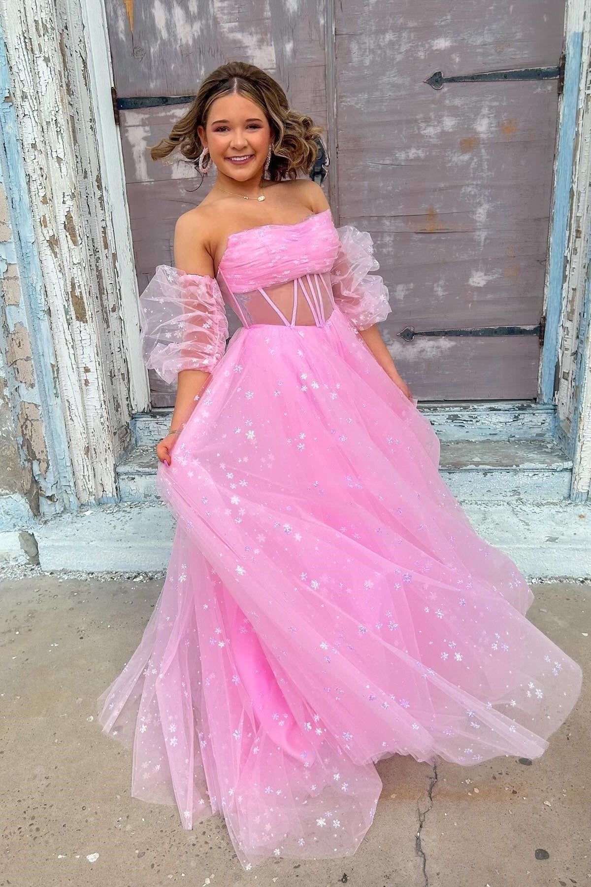 A Line Sparkly Blue Tulle Long Sweetheart Prom Dresses luladress A Line Sparkly Blue Tulle Long Sweetheart Prom Dresses luladress