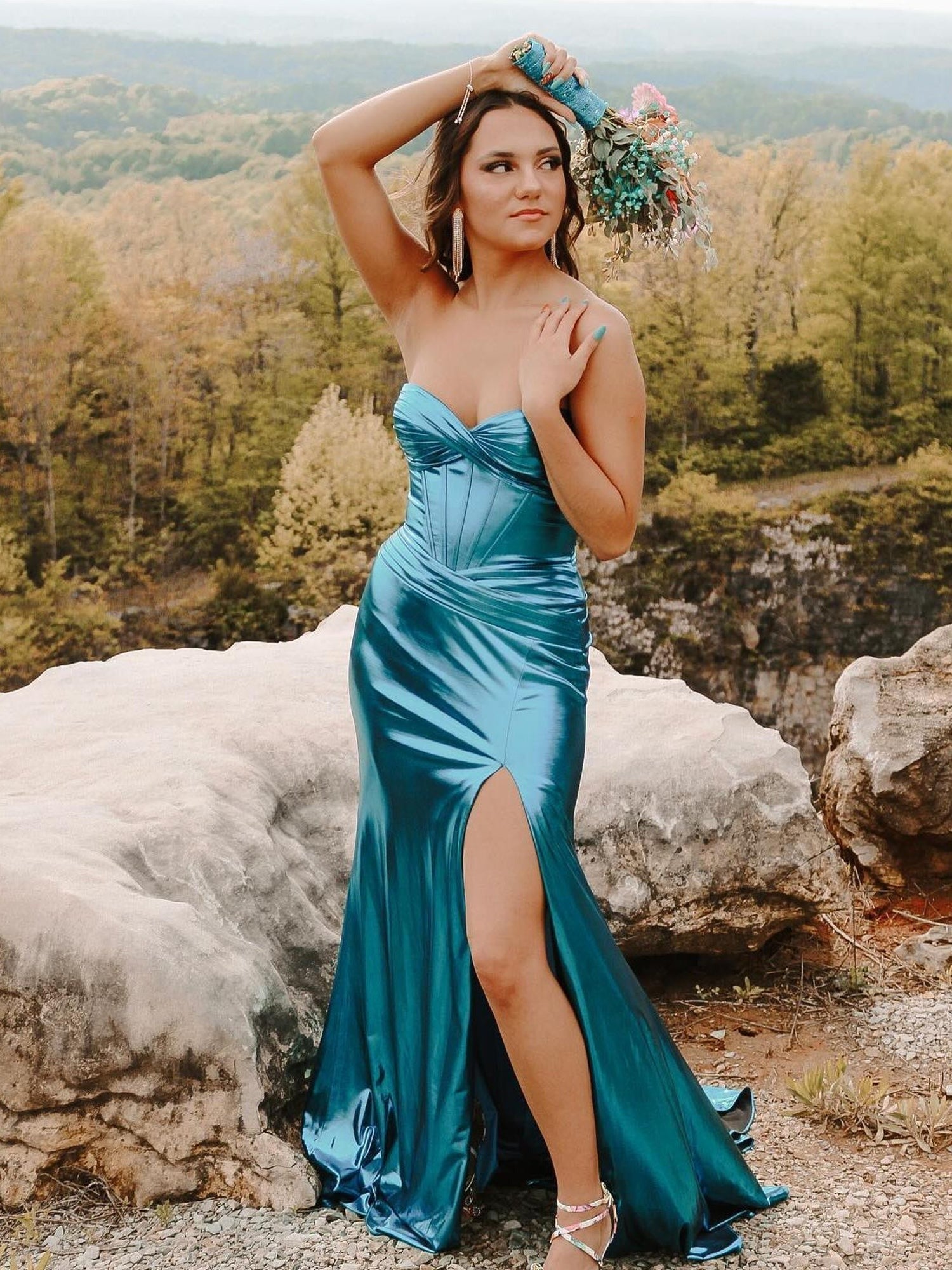 Mermaid Sweetheart Sparkly Satin Prom Dresses