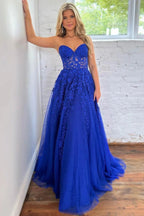 Cute A Line Tulle Sweetheart Prom Dresses,long Formal Gowns