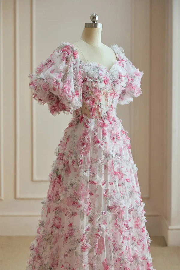 fairy dresses for prom Flower Fairy White Fuchsia Multi-Colors Floral Evening Dresses,prom dr – luladress