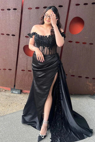 Off-Shoulder Floral Long Mermaid Prom Dresses