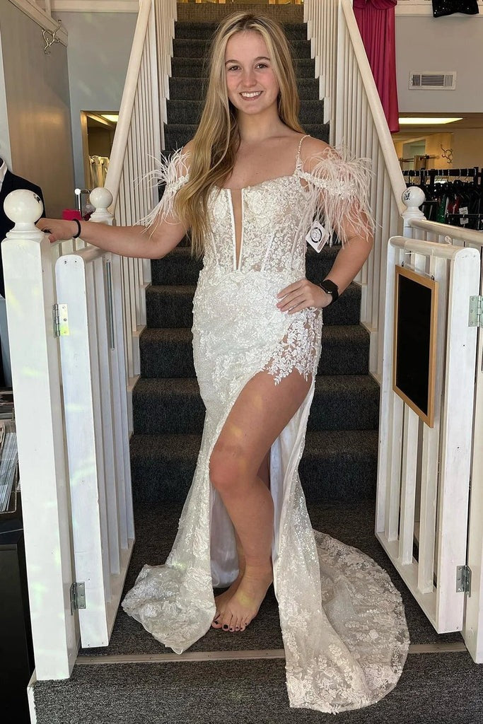 2004 prom dresses Appliques Mermaid Split Pink Prom Dresses – luladress