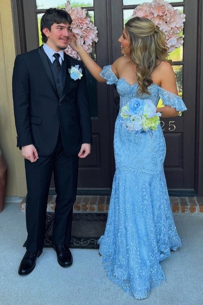 Mermaid Off-the-Shoulder Lace Long Prom Evening Dresses