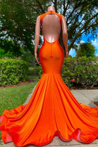 Mermaid V-neck Sequined Open Back Floor-length Sleeveless Lace Beading Prom Dresses