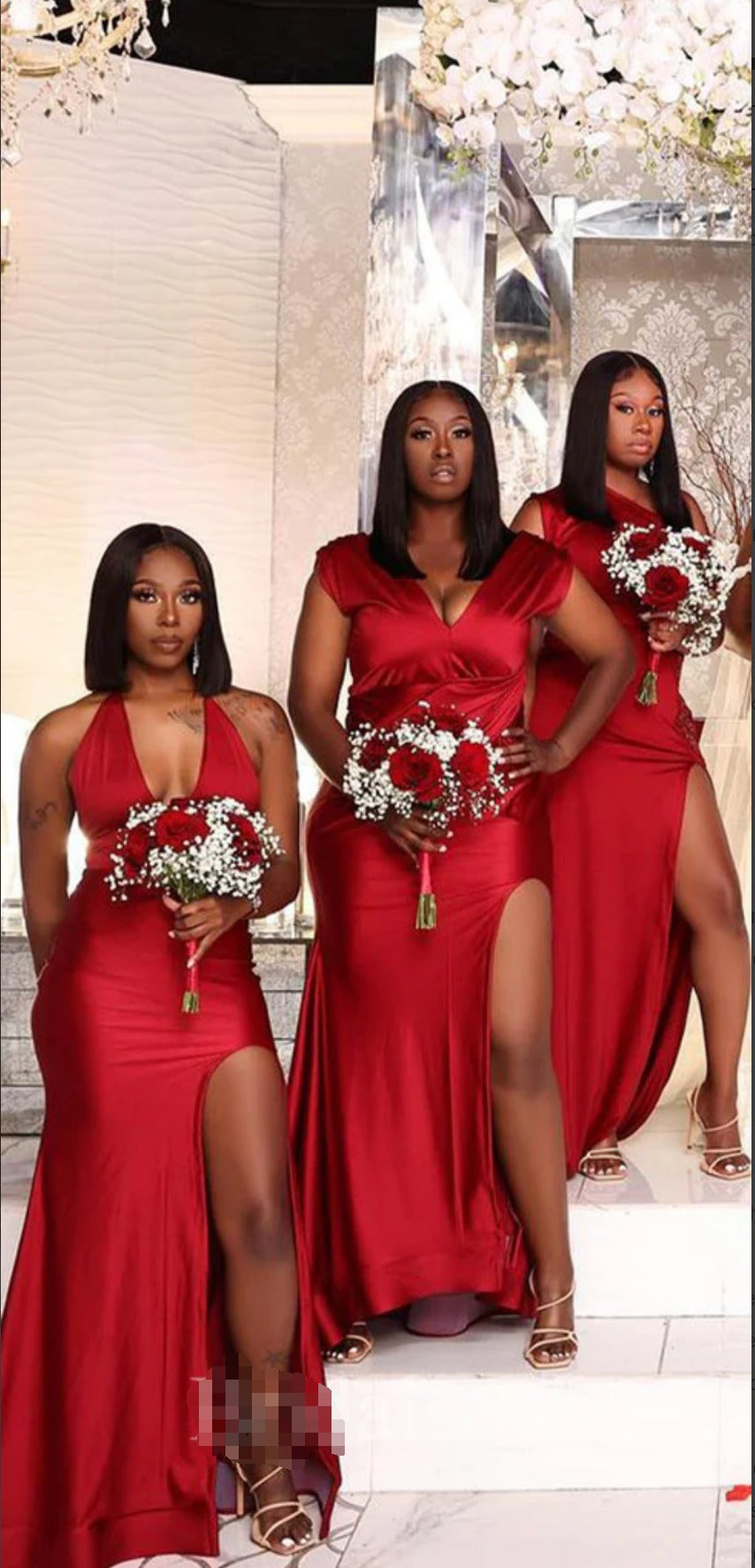 Long Sleeveless Mismatched Red Bridesmaid Dresses Wedding Guest Dress - Pic Color / US8 Long Sleeveless Mismatched Red Bridesmaid Dresses Wedding Guest Dress - Pic Color / US8