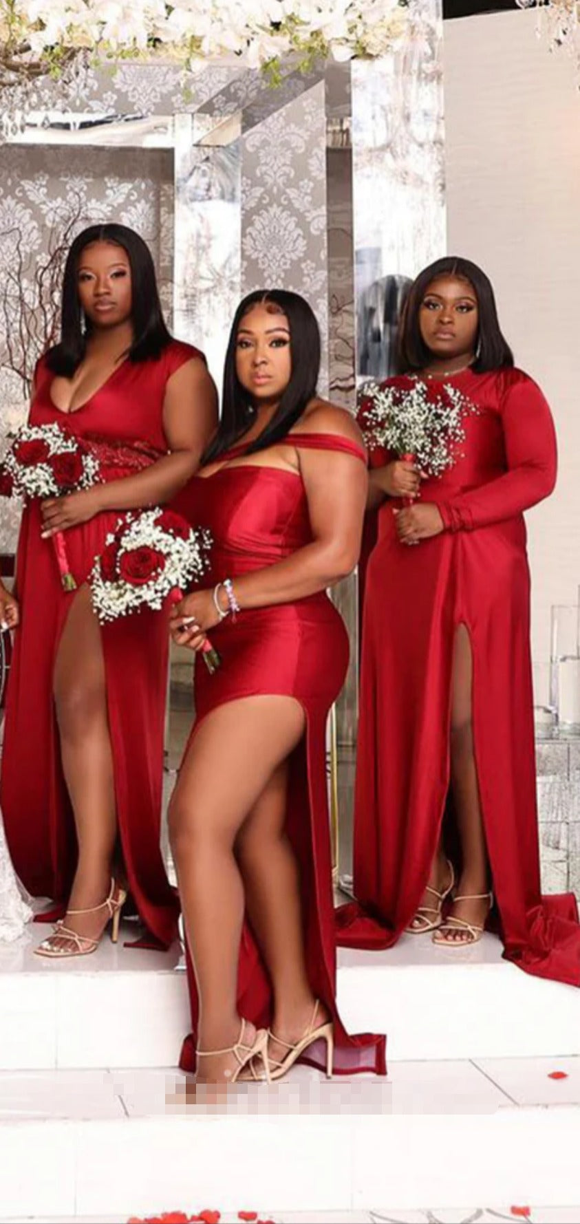 Long Sleeveless Mismatched Red Bridesmaid Dresses Wedding Guest Dress - Pic Color / US8 Long Sleeveless Mismatched Red Bridesmaid Dresses Wedding Guest Dress - Pic Color / US8