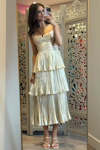 Sparkly A Line Sweetheart Champagne Prom Dresses,Tea Length Party Dress