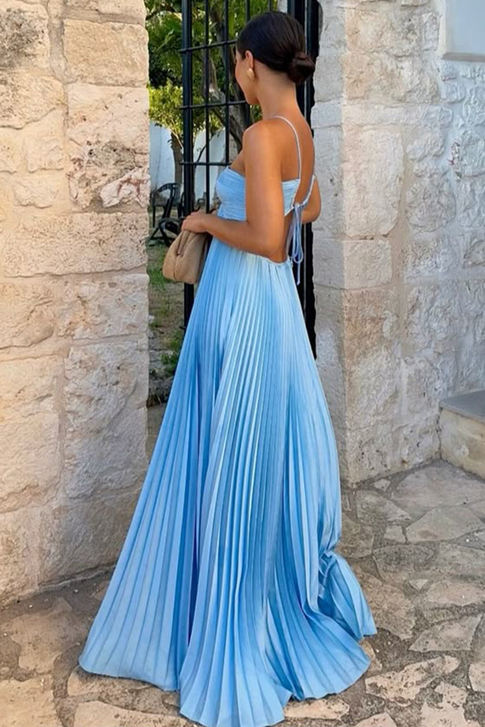 A Line Halter Neck Blue Chiffon Long Party Dresses Pic Color / US16 A Line Halter Neck Blue Chiffon Long Party Dresses Pic Color / US16