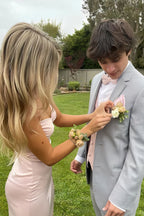 Mermaid Spaghetti Straps Pink Long Satin Prom Dresses