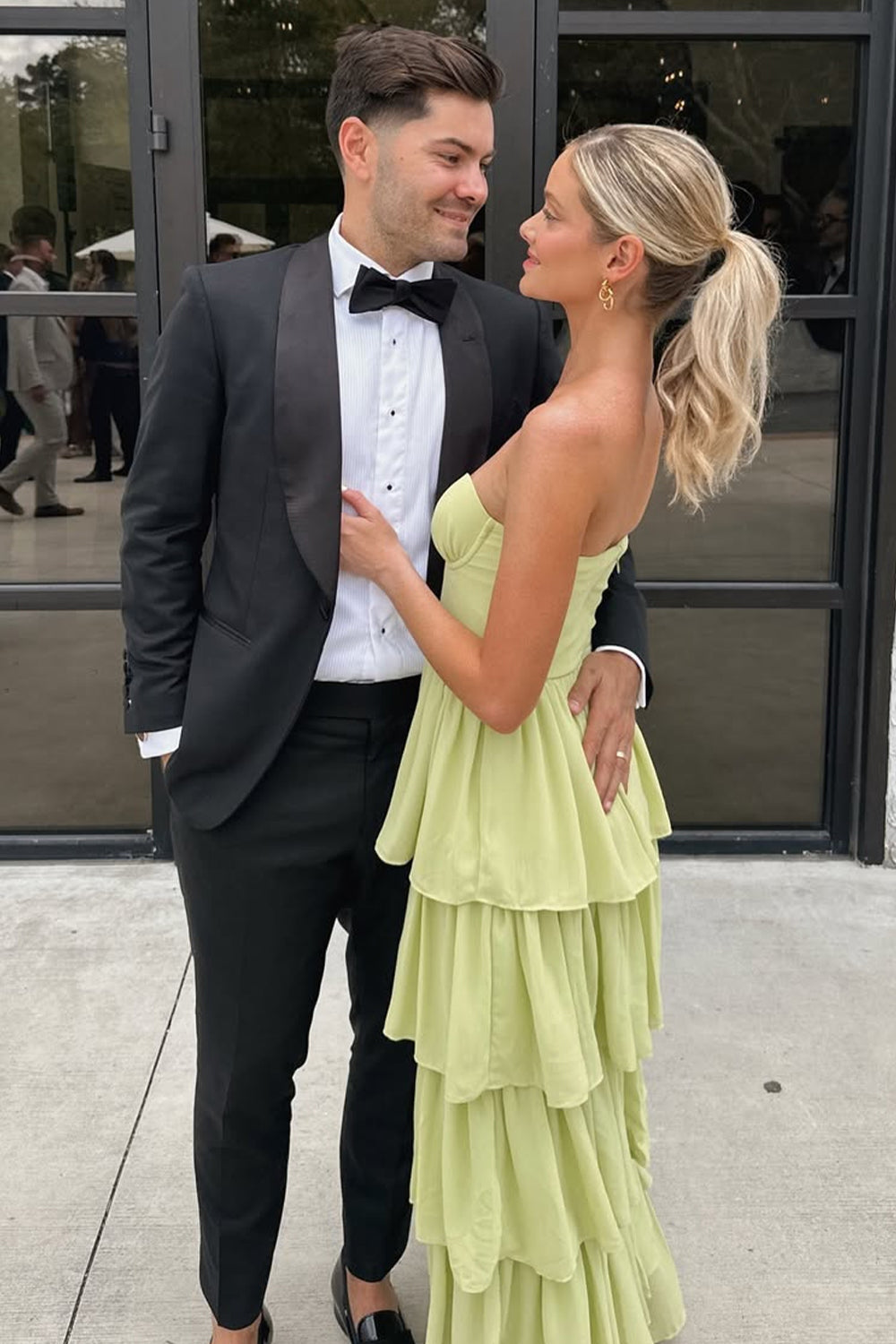 Princess A Line Sweetheart Green Chiffon Long Party Dresses