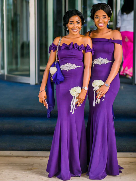 Purple Multi-Style Mermaid Sexy Cheap Long Bridesmaid Dresses,BD930831