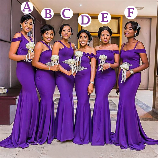 Purple Multi-Style Mermaid Sexy Cheap Long Bridesmaid Dresses,BD930831