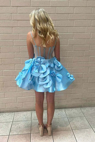 A-line Sweetheart Corset Short Cocktail Dresses with Rosette