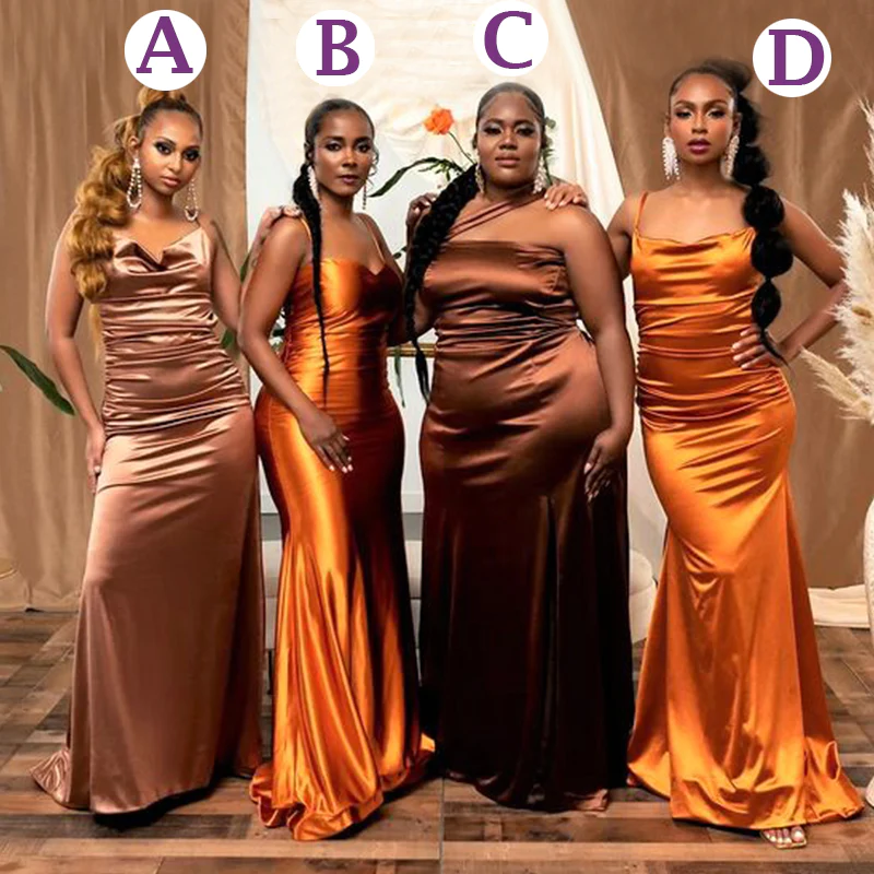 Stylish Colorful Satin Sexy Long Mermaid Bridesmaid Dresses