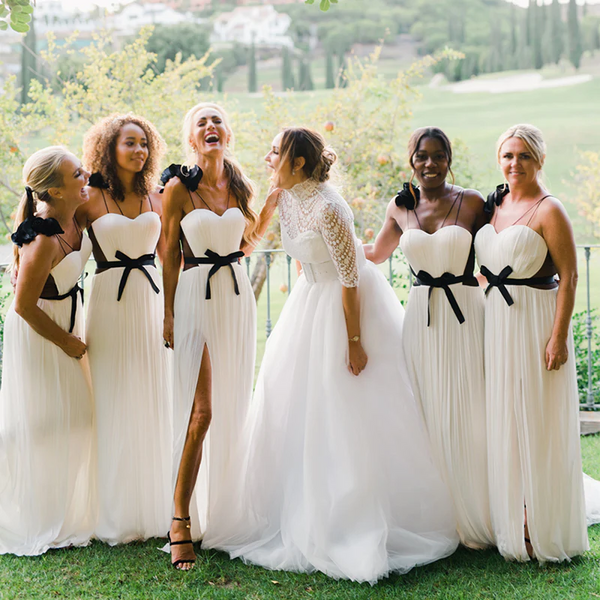 Unique Blue And Ivory Sweetheart Pleats Side-Slit A-Line Long Bridesmaid Dress,BD930832