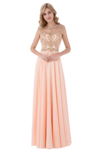 Light Pink Chiffon Long Formal Evening Dress, LX475