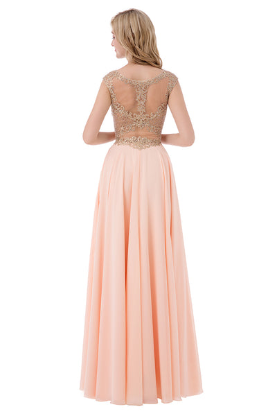 Light Pink Chiffon Long Formal Evening Dress, LX475